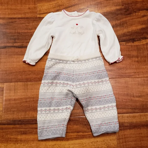 Janie and Jack EUC 3-6 months fair isle sweater set, bodysuit, hat and socks - Picture 3 of 15